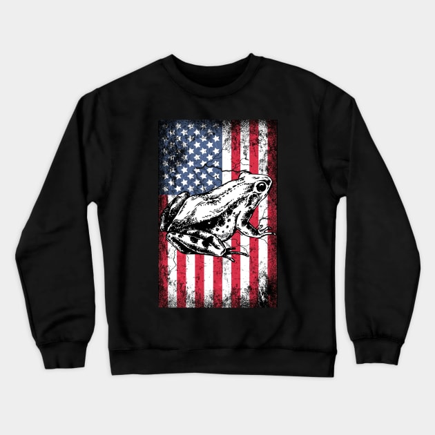 Patriotic Frog American Flag Crewneck Sweatshirt by Sinclairmccallsavd